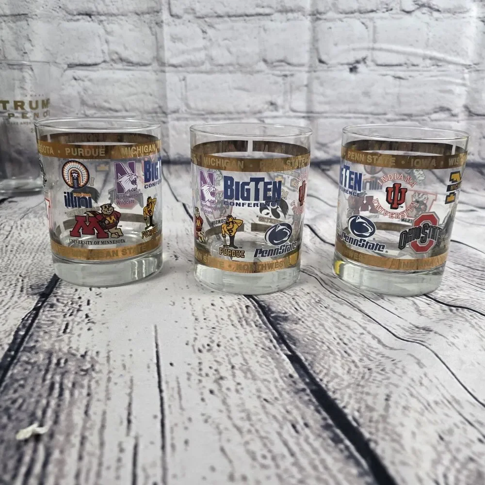 Vintage Big Ten Conference Rocks Glass Set